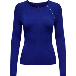 Only Onlmeddi ls button detail o-neck sodalite blue