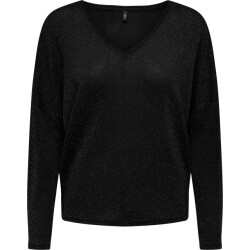 Only Onlisabel l/s v-neck shine top jrs black/black gli