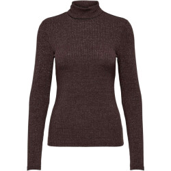 Only Onlbianca l/s roll neck top jrs black coffee/silve