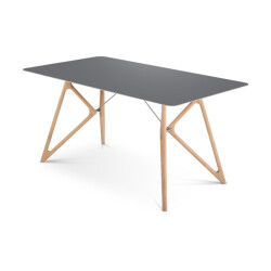 Gazzda Tink table houten eettafel whitewash met linoleum tafelblad nero 200 x 90 cm
