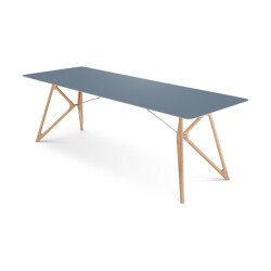 Gazzda Tink table houten eettafel whitewash met linoleum tafelblad smokey blue 240 x 90 cm