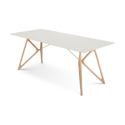 Gazzda Tink table houten eettafel whitewash met linoleum tafelblad mushroom 200 x 90 cm