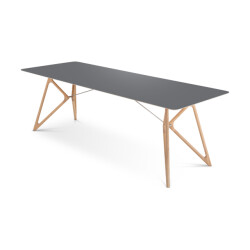 Gazzda Tink table houten eettafel whitewash met linoleum tafelblad nero 240 x 90 cm