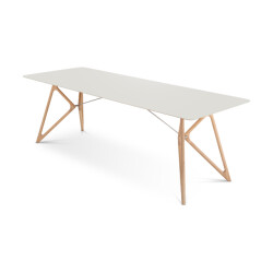 Gazzda Tink table houten eettafel whitewash met linoleum tafelblad mushroom 240 x 90 cm