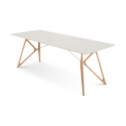 Gazzda Tink table houten eettafel whitewash met linoleum tafelblad mushroom 220 x 90 cm