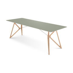 Gazzda Tink table houten eettafel whitewash met linoleum tafelblad dark olive 240 x 90 cm
