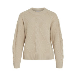 Vila Vilou o-neck ls cable knit top n beige