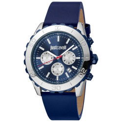 Just Cavalli  Heren horloge met blauw leren band