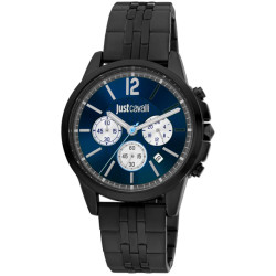 Just Cavalli  Herenhorloge van roestvrijstaal met blauw display