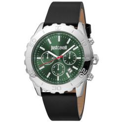 Just Cavalli  Multicolor herenhorloge met zwart leren band