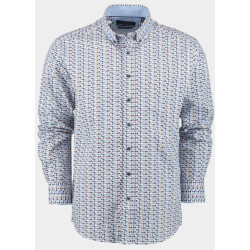 Bos Bright Blue R.b. boston casual hemd lange mouw regular fit cotton 427670/324