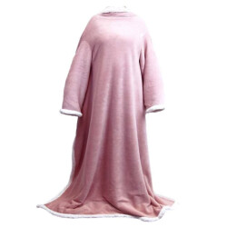 Unique Living plaid lars met mouwen old pink -140x180cm