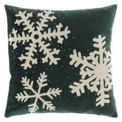 Unique Living | kussen snowflake 45x45cm dark green | kussen woonkamer of