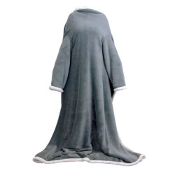 Unique Living plaid lars met mouwen dark grey -140x180cm
