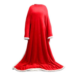 Unique Living plaid lars met mouwen red -140x180cm