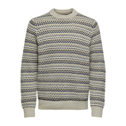 Only & Sons Onsmusa reg 3 struc crew knit ecru dessin