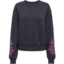 Only Onlcallie l/s o-neck embroidery swt black/bouquet