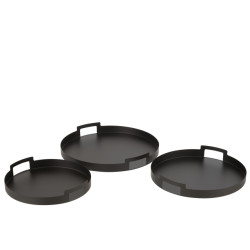 J-Line set van 3 plateau rond metaal 45x45x6.5cm