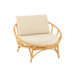 J-Line stoel+kussen rotan/textiel /wit 98x98x70cm