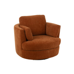 J-Line loungestoel swiv populierenhout/schuim roest 109x100x89cm