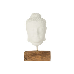 J-Line decoratie hoofd teakhout/cement /naturel 25x18x44cm
