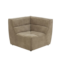 J-Line hoekfauteuil grid populierenhout/schuim donker taupe 98x98x83cm