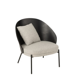 J-Line loungestoel lone hout/metaal /grijs 77.4x71.8x81.8cm