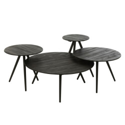 J-Line set van 4 bijzettafel rond gerecycleerd teak 30x30x45cm