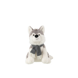 J-Line husky+scarf plush polyester grey large 40x25x35cm