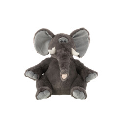 J-Line elephant plush polyester grey large 38x36x40cm