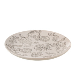 J-Line bord decoratief zen porselein wit/zwart 37x37x4cm