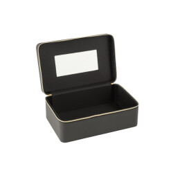 J-Line cosmetica doos rechthoek+spiegel kunstleder 30x19x12cm