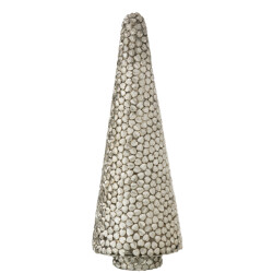 J-Line boom blad glas zilver 14x14x40cm