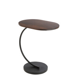 J-Line bijzettafel swoosh ijzer/mangohout /zwart 50x35x59cm
