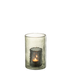 J-Line theelichthouder dubbel glas small 12.5x12.5x20.5cm