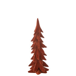 J-Line denneboom resine velours bordeaux large 16.5x15.5x44cm
