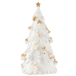 J-Line kerstboom ornamenten resine wit/goud large 33.5x21x63cm