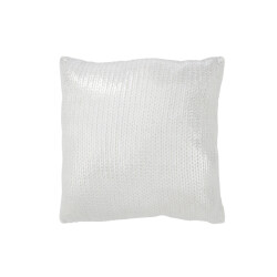J-Line kussen metaalachtig polyester zilver 45x45x10cm