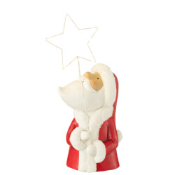J-Line kerstman led ster resin wit/rood large 23x23x67cm