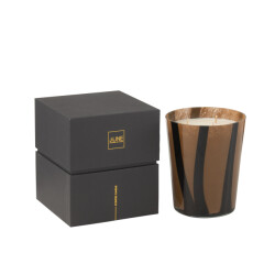 J-Line geurkaars noa strepen taupe medium-68u 15x15x17cm