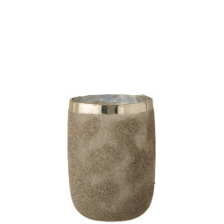 J-Line theelichthouder frosty rond glas zilver extralarge 19.5x19.5x25.5cm