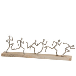 J-Line figuur 6lopers aluminium/hout zilver/ 67x9x20cm