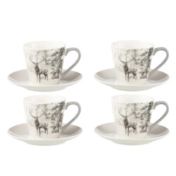 J-Line doos 4 thetassen + schotels rendier cadeaudoos keramiek large -