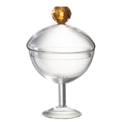 J-Line voorraadpot diamant kristal /licht oranje glas large -