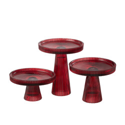 J-Line set van 3 taarthouder nelly glas 14.8x14.8x8cm