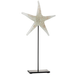 J-Line zeester op voet glas/ijzer /goud/zwart large 21x8x42cm