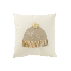 J-Line kussen muts let's get cozy katoen /beige 45x45x12cm
