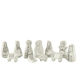 J-Line kerststal 11delig dolomite /zwart large 7.5x3x14cm