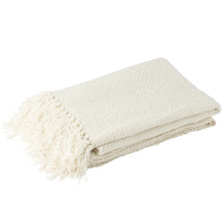 J-Line plaid gewoven+franjes viscose 180x130x1cm