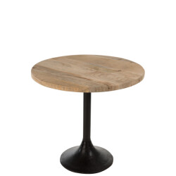 J-Line tafel bar rond hout/metaal /zwart 65x65x60.5cm